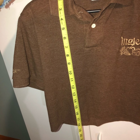 Brown Cropped Collared Raw Hem Top - Picture 9 of 9